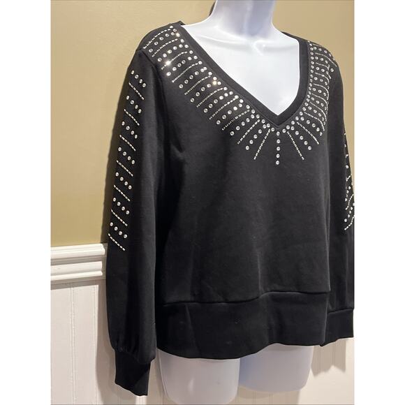 $70 Inc International Concepts Rhinestone-Embellished Sweatshirt Black M NWT - Picture 2 of 7